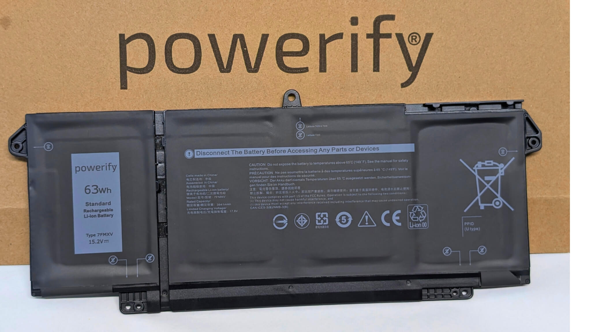 Buy Dell Latitude 5320 7320 7420 7520 Replacement 63Wh Battery 7FMXV