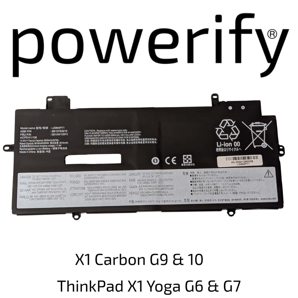 L20M4P71 Replacement Battery for Thinkpad X1 Carbon G9 G10 - Next Day Delivery & 12-Month Warranty