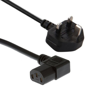 2M C13 to UK Plug Right-Angled 90-Degrees Power Cable