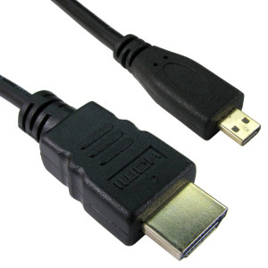 Micro HDMI to Standard HDMI Cable 1.8m Black