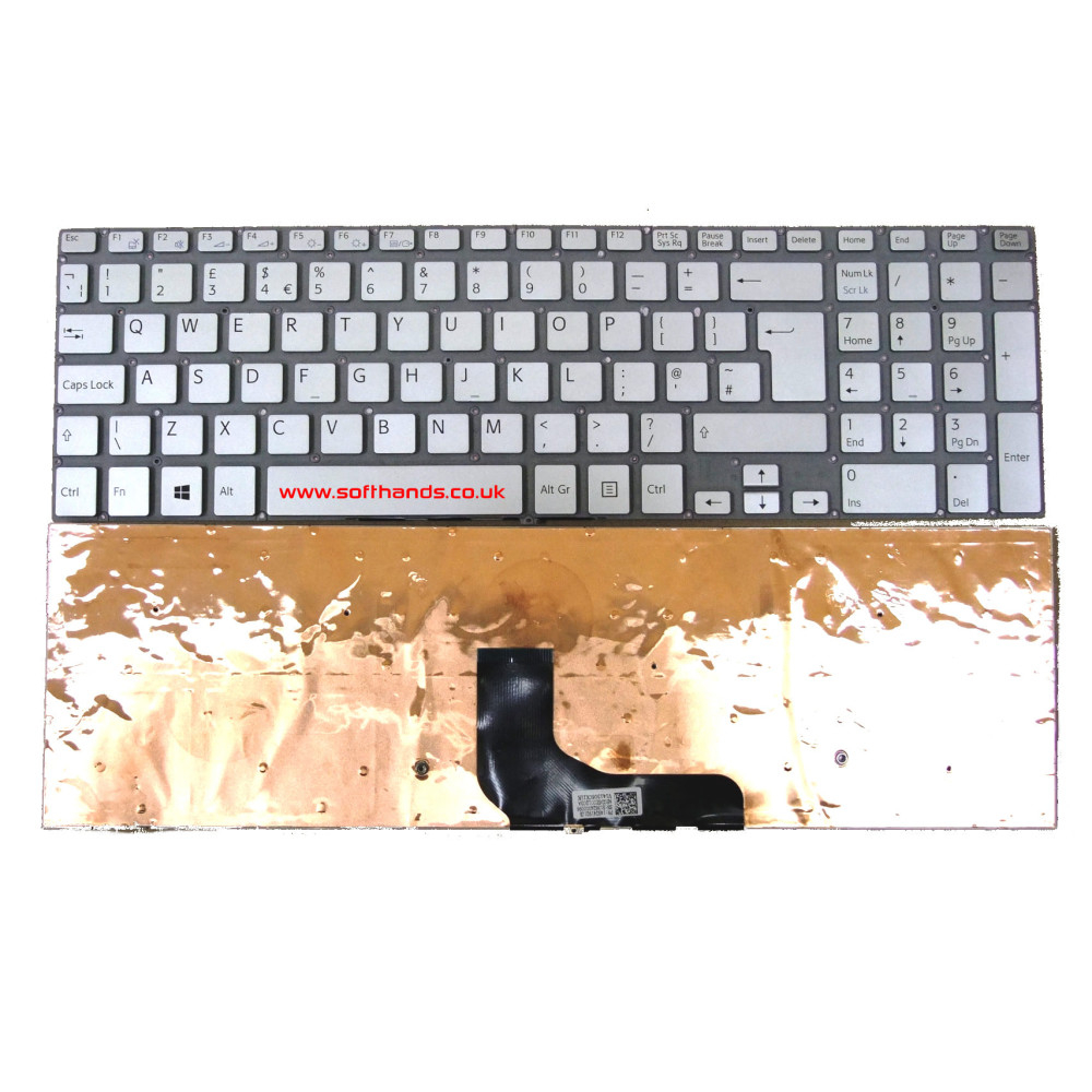 Sony Vaio SVF15A Silver UK W/O Frame V141306CK1UK 149241921GB Keyboard - Next Day Delivery & 12-Month Warranty