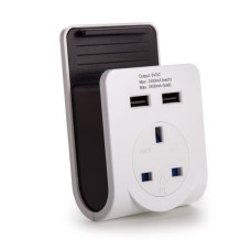 Power Adaptor 2 x USB Charger Outlet UK Spec